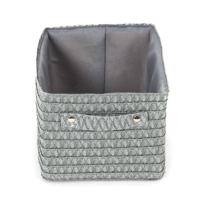 Compactor Rectangle Storage Basket with Pull Handle, Woven Storage Box Reinforced with Cardboard, For Cupboard, Desk and Shelf Storage