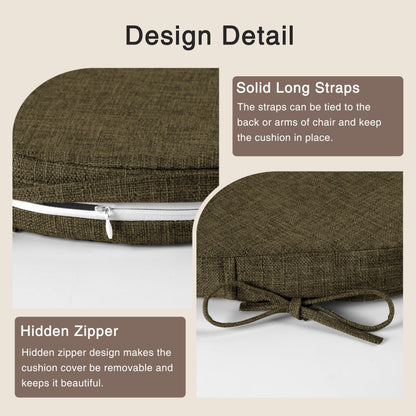 OVOV Chair Cushions for Dining Chairs Set of 4 Windsor Seat Cushion for Kitchen Room Chair Thick Textured Chair Pads with Ties and Non-Slip