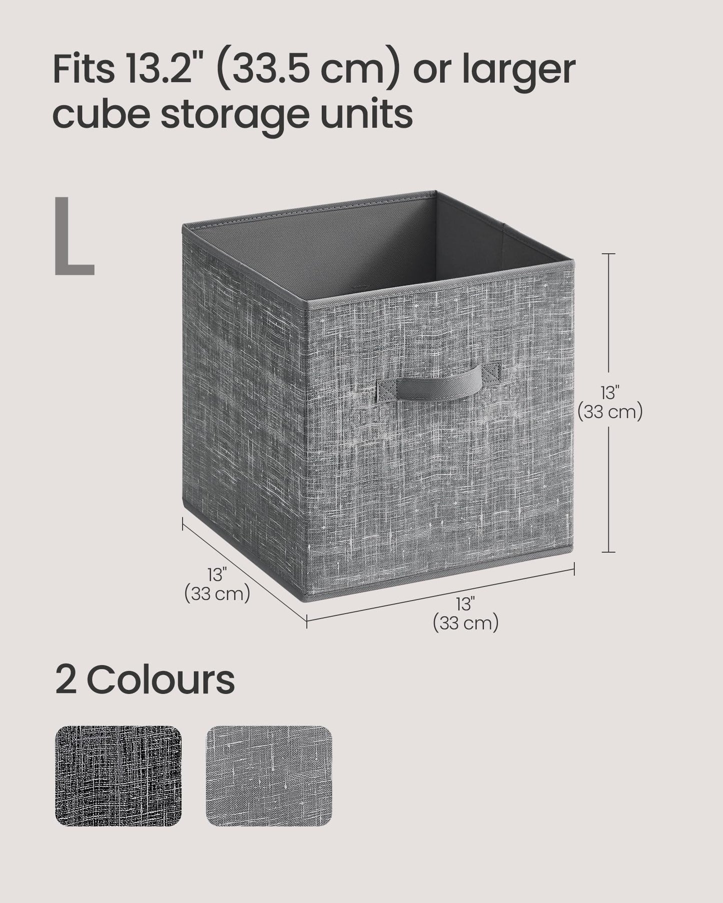 SONGMICS Storage Cubes, 33 cm Non-Woven Fabric Bins with Double Handles, Set of 8, Wardrobe Organisers for Shelves, Foldable, for Clothes, Cattail