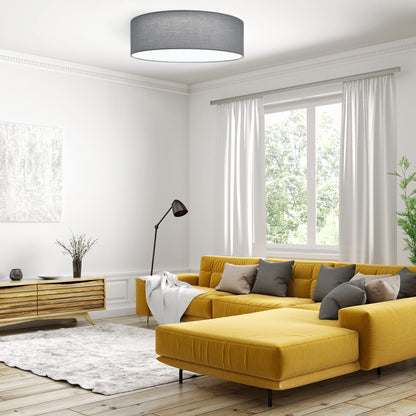 Navaris 22W LED Ceiling Light - 40cm Diameter Remote Controlled Round Flush Mount Ceiling Lamp with Dimmer, Temperature Change- Light Grey