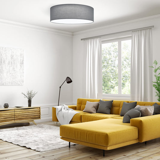 Navaris 22W LED Ceiling Light - 40cm Diameter Remote Controlled Round Flush Mount Ceiling Lamp with Dimmer, Temperature Change- Light Grey