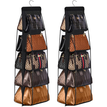 CJWLKJ 2 Pcs 10 Pockets Hanging Purse Handbag Organizer Clear Hanging Shelf Bag Collection Storage Holder Purse Bag Wardrobe Closet Space Saving