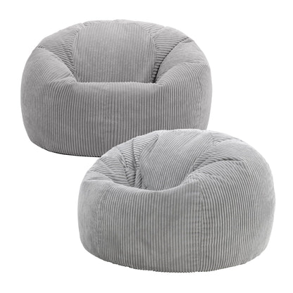 icon Kingston Cord Bean Bag with Filling Included, Set of 2, Grey