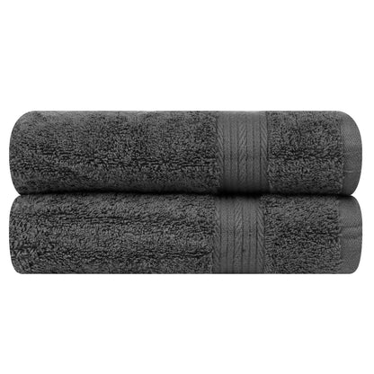 Ample Decor Hand Towel Set of 2 – 46 x 72 cm, 400 GSM, 100% Cotton – Quick-Drying, Super Absorbent – Ideal for Bathroom, Gym, Spa – Grey