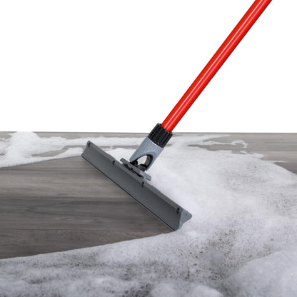 Heavy Duty Concrete Tile Floor Squeegee Silicone Squeegee Broom Floor Scrubber Large Single Rubber Lip Aluminum Long Handle 360° Swivel Garage Shower