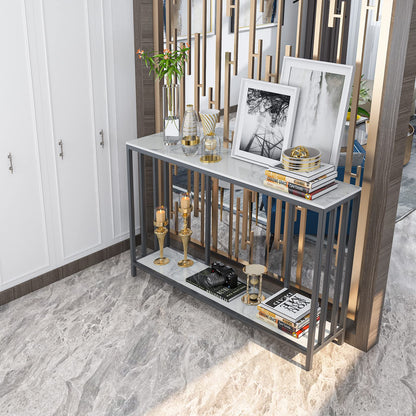 FATIVO 2 Tier Console Table Sintered Stone Marble Top Sofa Back Tables