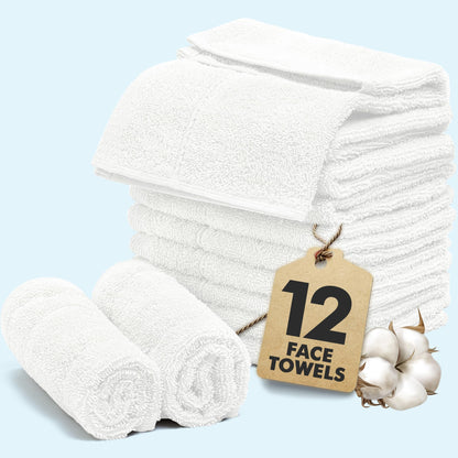 Novo Home Face Towels Pack of 12 – 550 GSM 100% Cotton Washcloths (30x30cm) – Soft, Quick Dry, Highly Absorbent Flannels for Bathroom, Spa, Gym