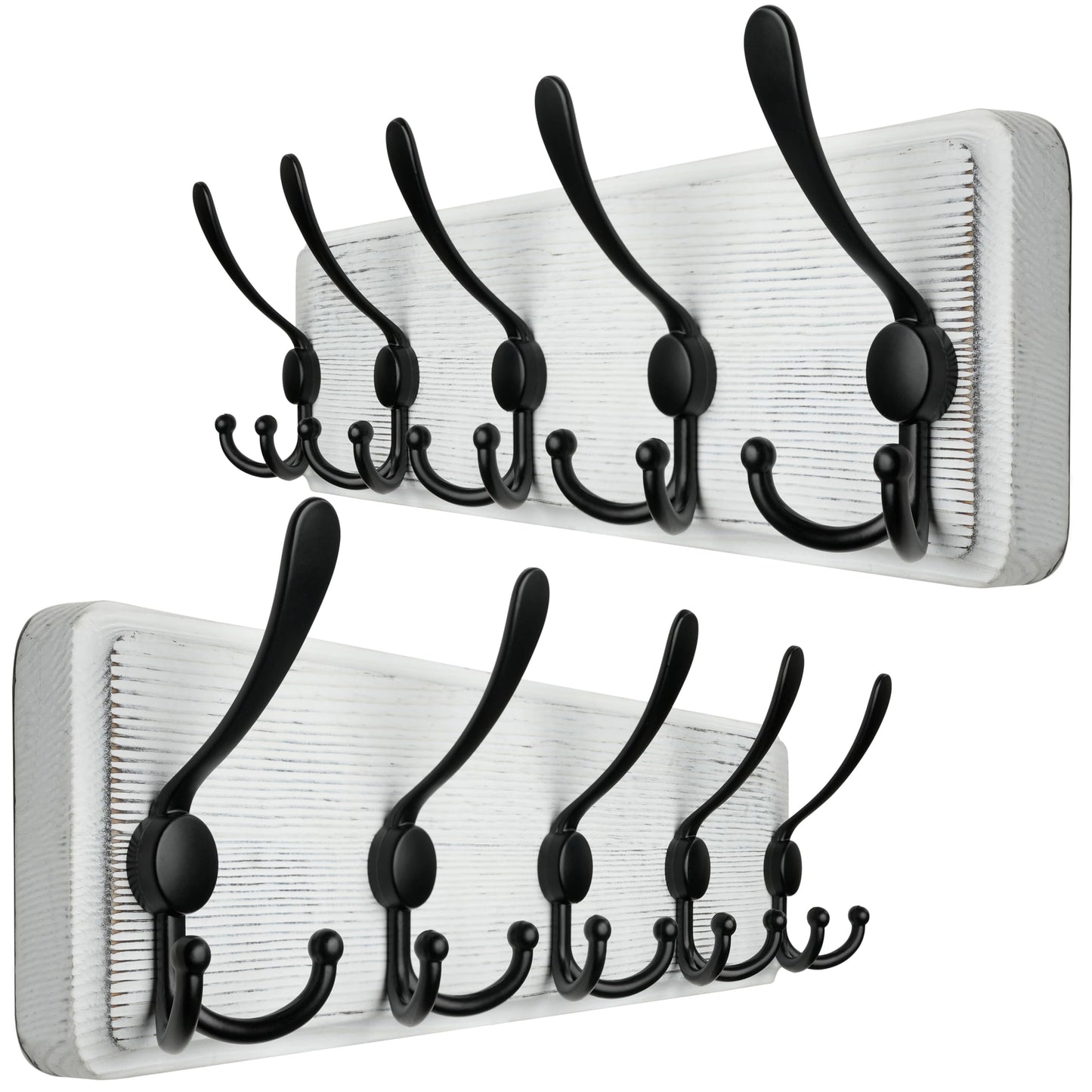 WEBI Coat Rack Wall Mounted,Wood Coat Hooks Wall Mount,16" Hole to Hole,Coat Hanger Wall,Hook Rack Rail,5 Triple Hooks for Hanging