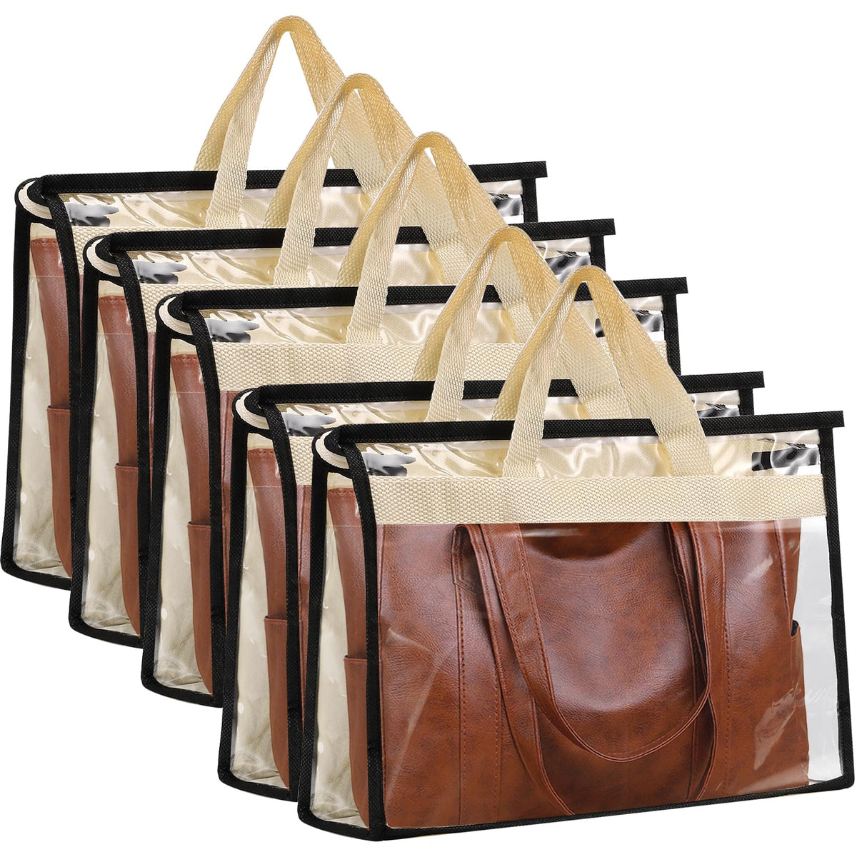 Incisite 5 Pack Dust Bags for Handbags, Large, Beige