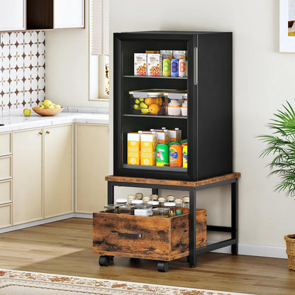 HOOBRO Mini Fridge Stand with Movable Storage Drawer