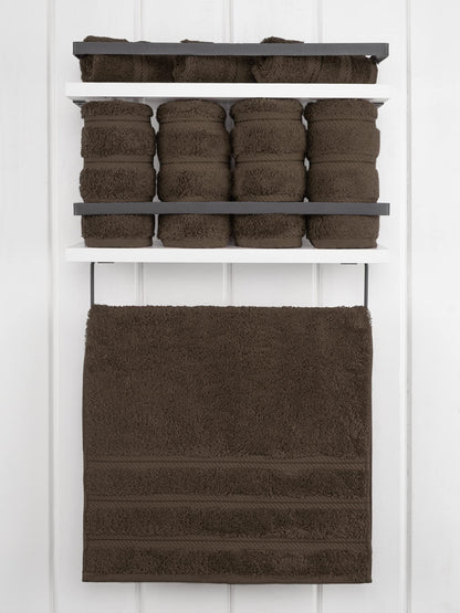 American Soft Linen Set of 4 Hand Towels for Bathroom, 100% Turkish Cotton, 600 g/m², Hand and Face Towels for Bathroom or Kitchen, Brown