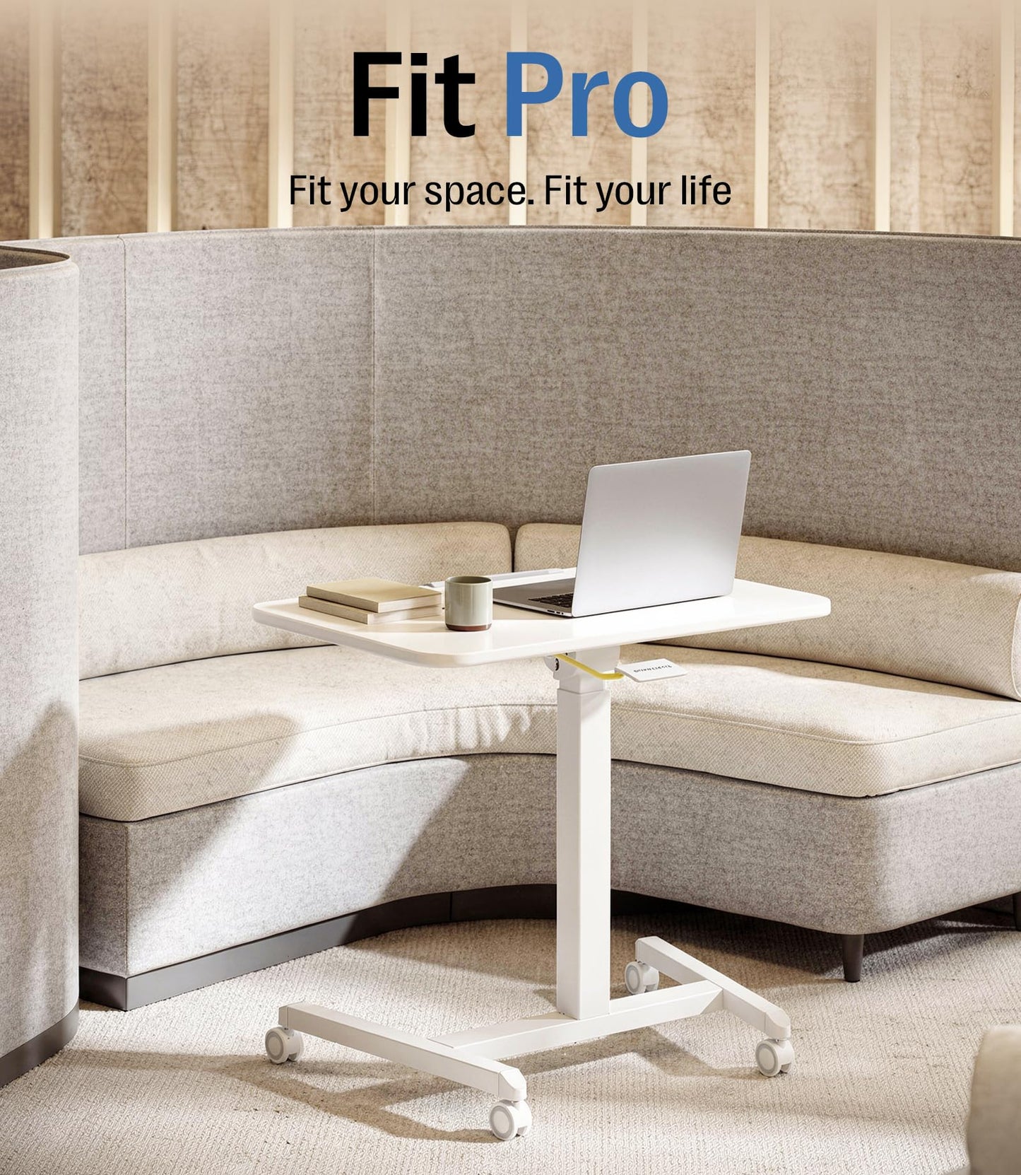 MAIDeSITe Fit Pro Over Bed Table with Wheels, Height Adjustable Desk