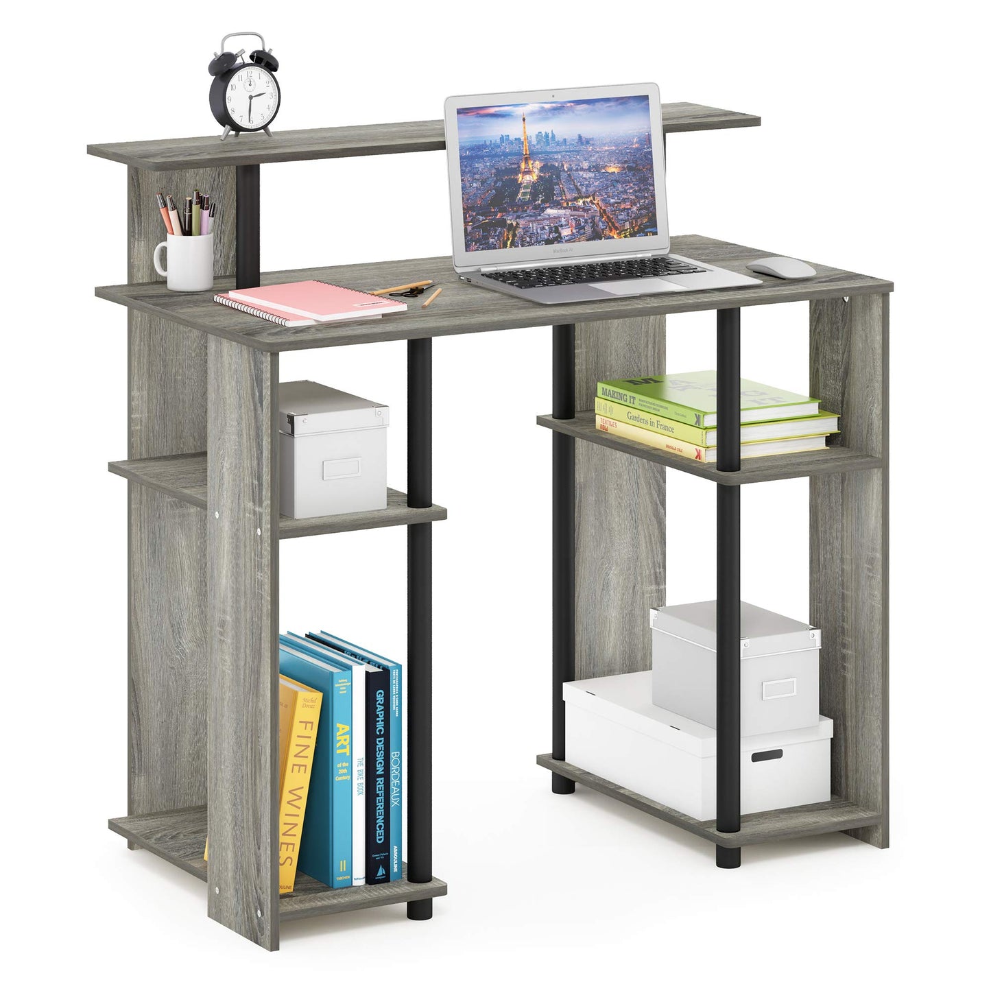 Furinno JAYA Simple Design Computer Desk, Writing Desk, Study Desk, French Oak/Black