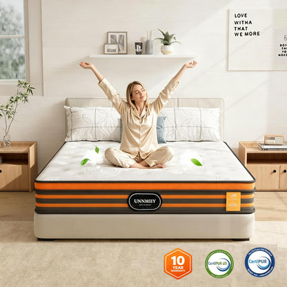 SCEPKN 4FT6 Double Mattress, 9-Zone Gel Memory Foam Mattresses 10Inch Firm