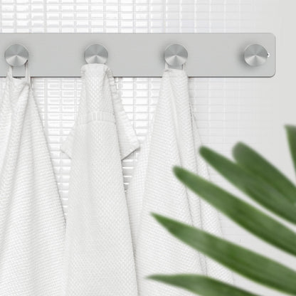 RICOO Heavy Duty Stainless Steel Wall Mounted Coat Hooks, MH025S-4x3, Elegant Hook Rack for Entryway, Kitchen, Bathroom, with 4 Durable Hooks, Silver