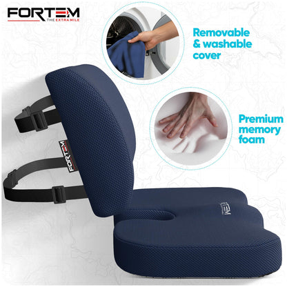 FORTEM Seat Cushion & Lumbar Support for Office Chair, Car Seat Combo