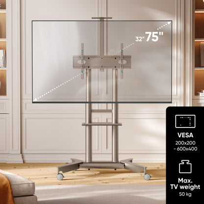 ONKRON Mobile TV Stand 32-75 Inch up to 50 kg, max VESA 600x400, TS1571-C