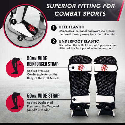 Valour Strike Shin Guards for Kickboxing Muay Thai MMA Karate Martial Arts Taekwondo or Kick Boxing | Sparring Pads to Guard Leg Foot & Instep |