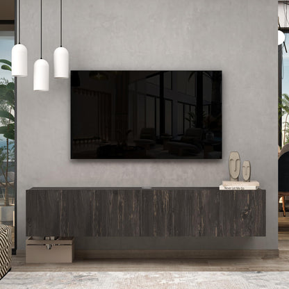 Atelier Mobili Black Floating TV Stand, TV Stand 65 Inch, Floating Entertainment Center for 80 inch TV, Black TV Cabinet, Floating TV Shelf Under TV