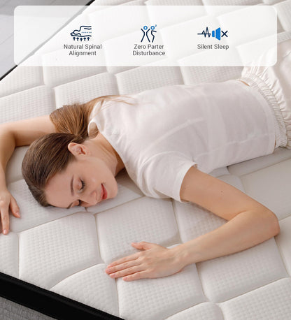 OGIAWA Single Mattress 3FT, 10 Inch Gel Memory Foam 7 Zone Orthopedic Single Mattress Pocket Sprungs Hybrid - Medium Firm