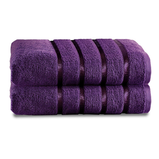 GC GAVENO CAVAILIA Jumbo Bath Sheets Extra Large, 450 GSM Egyptian Cotton Towels Aubergine, 2PK Quick Dry Towel,80x170 Cm,41163886