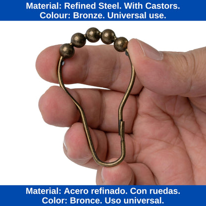 Shower Curtain Rings, 24 Pack, in Bronze-Colour, Inner Diameter 2.7 x 1.5", for Shower Curtain Rods, sturdy metal shower rings, with Rolls to slide