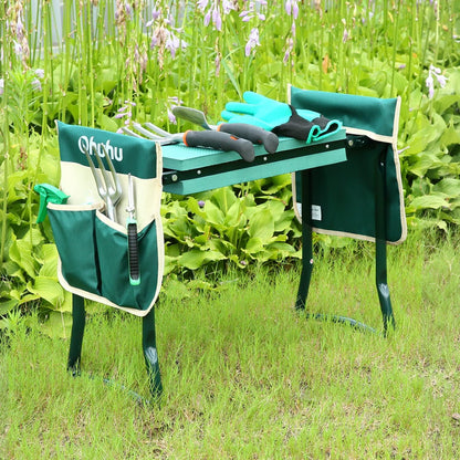 Ohuhu Garden Kneeler Seat for Mum, Upgraded Gardening Stool with Widen Soft Kneeling Pad, Multi-Use Foldable Garden Kneeler Strong Kneeling Stool
