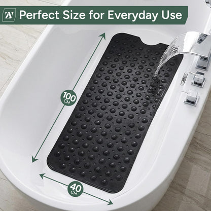 Zuvo Extra Long Bath Mat Non Slip Anti Mould, 100 x 40 cm, Black