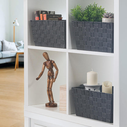 EHC Storage Baskets set of 3, Storage baskets for shelves, Storage Boxes Storage Organiser Hamper Basket, Grey