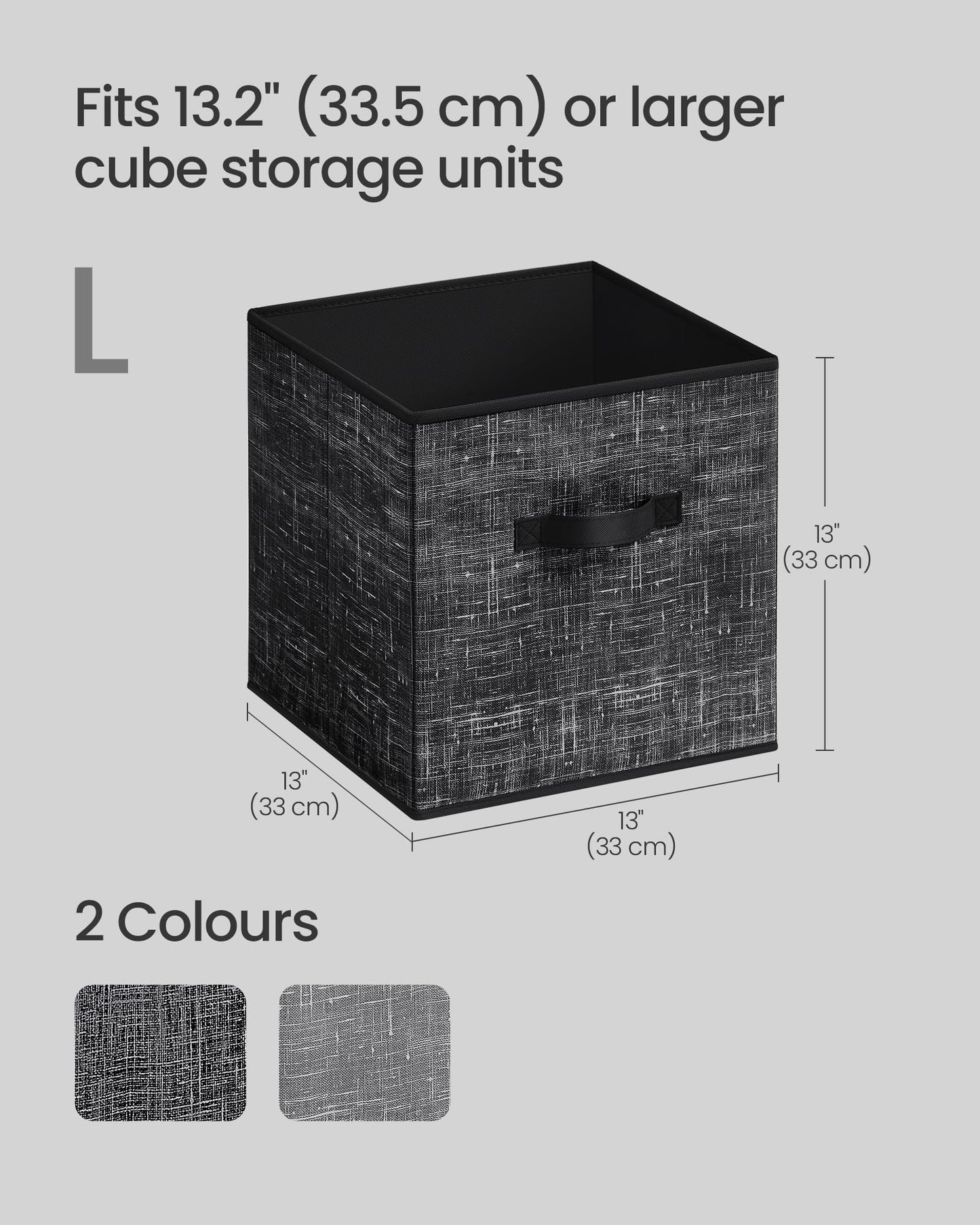 SONGMICS Storage Cubes, 33 cm Non-Woven Fabric Bins with Double Handles, Set of 8, Wardrobe Organisers for Shelves, Foldable, for Clothes, Ink Black