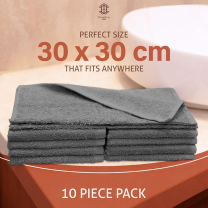 HomeBurg CORE 10-Piece Cotton Washcloths for Bathroom and Kitchen