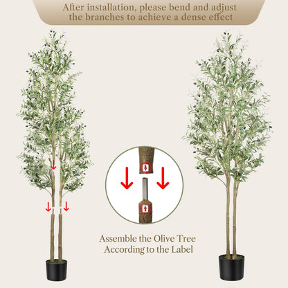 Alupssuc Artificial Olive Tree, Fake Olive Tree with Lifelike Leaves, Indoor Outdoor for Home & Garden, 7FT (210cm)