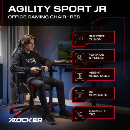 X-Rocker Agility Compact High Back eSports Gaming Chair for Kids & Teens - 3D Armrests, Head & Lumbar Cushion, Height Adjustable