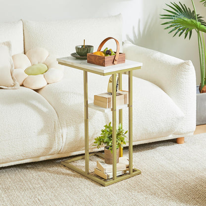 YMYNY C Shaped Side Table, Small Sofa Table Coffee Table for Small Space, Narrow Bedside Tables for Living Room, Bedroom, 40 × 26 × 61.5CM