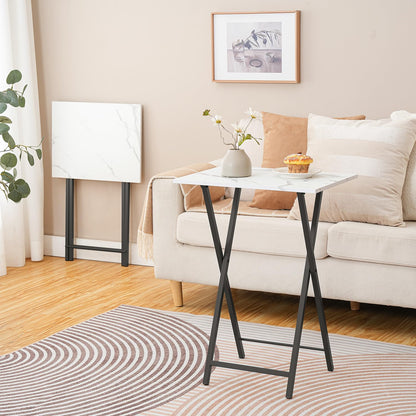 HOOBRO Folding Tables 2 Set, TV Tables for Eating Foldable, TV Tray Table, Small Sofa Laptop Dinner Table for Small Space, Metal Frame