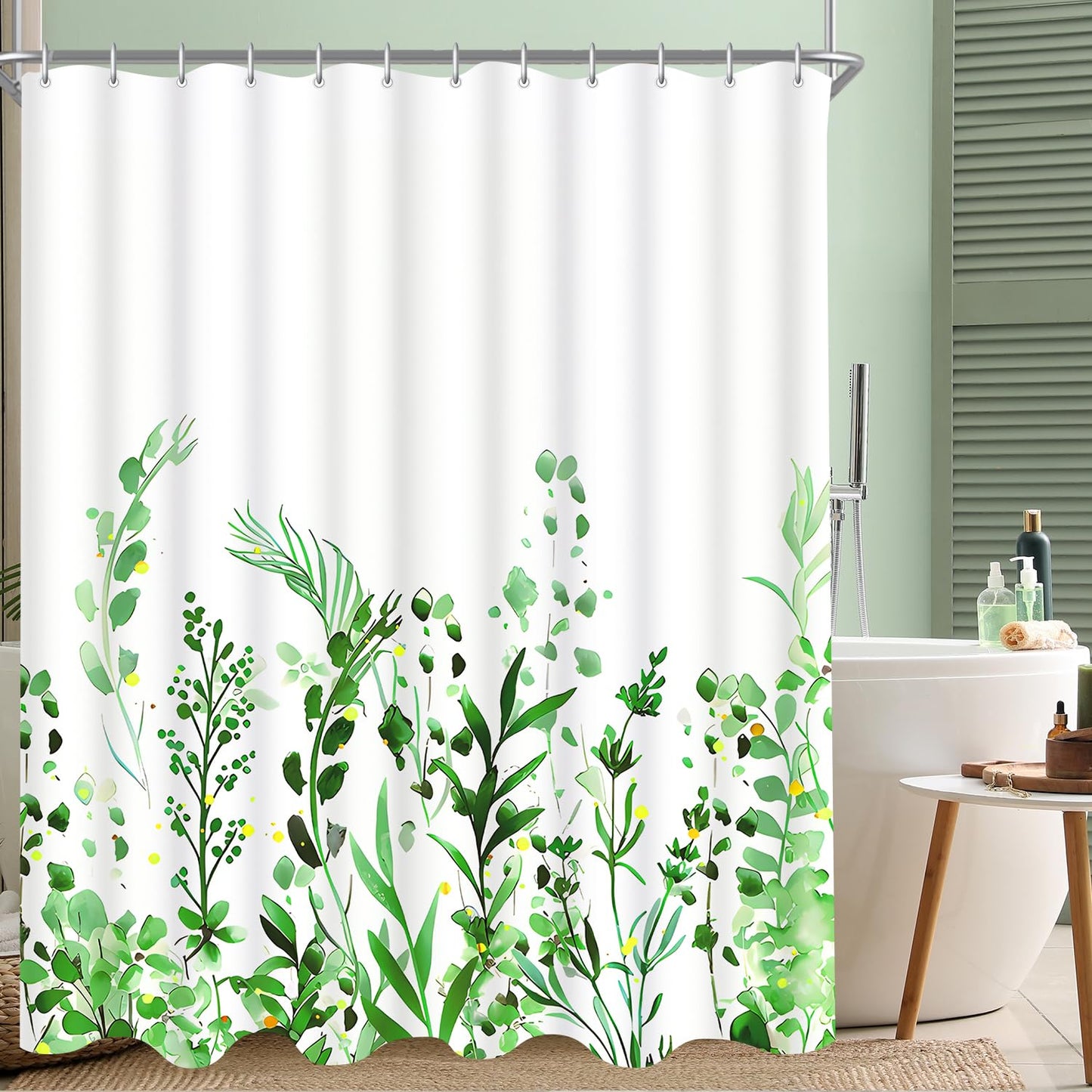 Lerores Shower Curtain 200 x 200 cm, Anti-Mould Textile Shower Curtains, Flowers, Waterproof, Washable Polyester Fabric Bath Curtain for Bathroom,