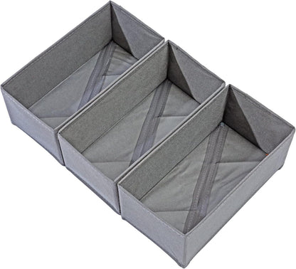 DIRXVMC Sock Underwear Drawer Organisers 3 packs Dresser Drawer Organizers Foldable Wardrobe Storage Box Fabric Drawer Dividers for Bra, Socks