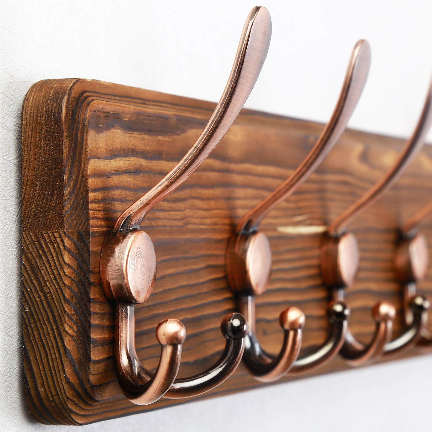 SKOLOO Coat Rack Wall Mounted - 38.3'' Long, Wooden, Heavy Duty, Rustic Coat Hooks for Wall, Wall Coat Rack with 10 Triple Hooks for Hanging Clothes