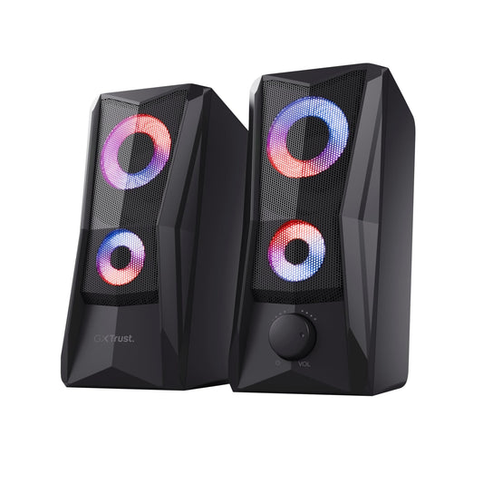 Trust Gaming GXT 606B Javv PC Speakers 2.0 with RGB Lights, 12W (6W RMS), 3.5 mm Jack, Metal Grille, USB Powered Gamer Sound System, Compact Stereo