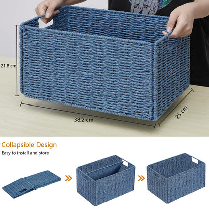 Vagusicc Storage Baskets for Shelves, Large Organizer Box Storage Bins with Handles, Wicker Basket for Pantry