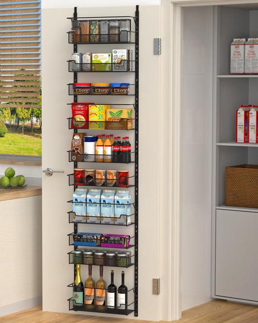 VyGrow Over the Door Pantry Organizer, 10-Tier Over the Door Organizer with Adjustable Basket, Pantry Door Organization for Pantry Kitchen Storage
