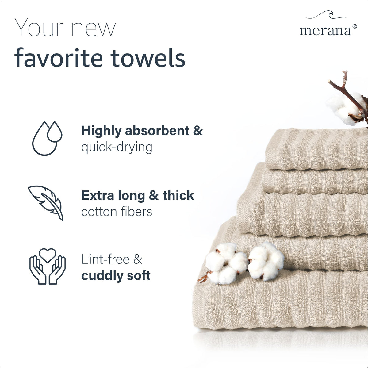Merana OSLO towel set | quick-drying, soft & lint-free | terry luxury quality | 100% cotton terrycloth | OEKO-TEX | 590 GSM | guest & face towel