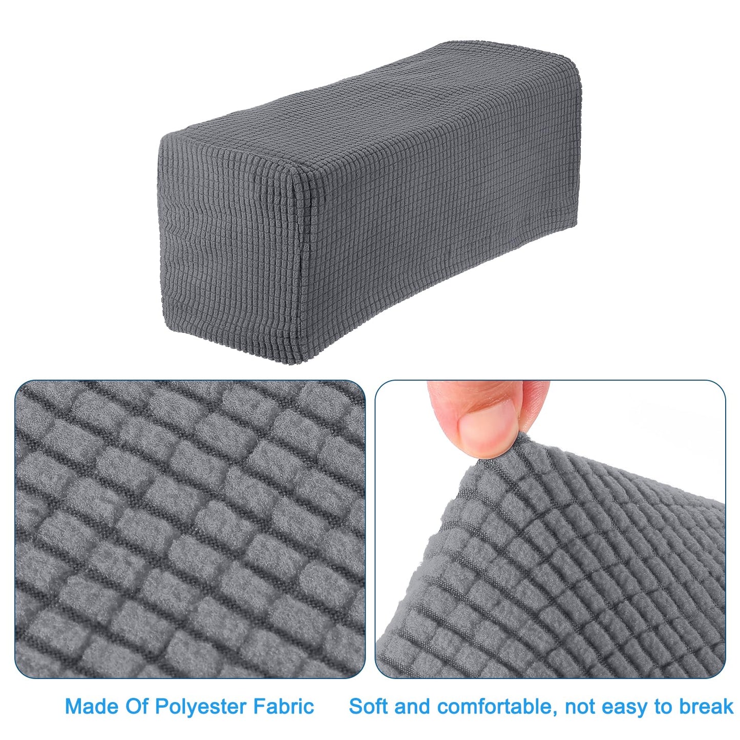 sourcing map 2pcs Stretch Armrest Covers for Chairs/Sofas, Couch Arm Covers with Twist Pin, Furniture Protector Slipcovers Light Grey