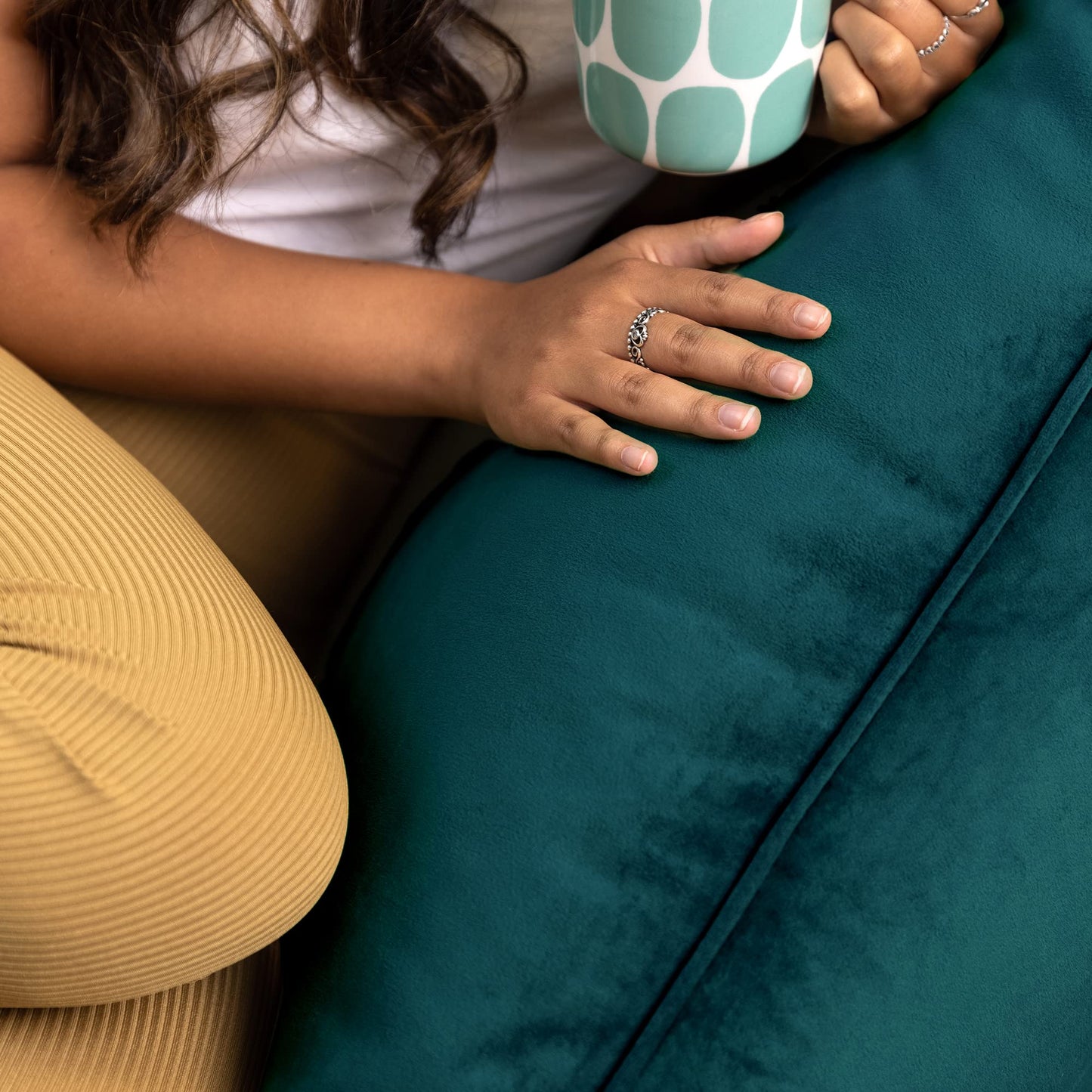 icon Natalia Velvet Bean Bag Chair & Footstool with Filling Included, Teal