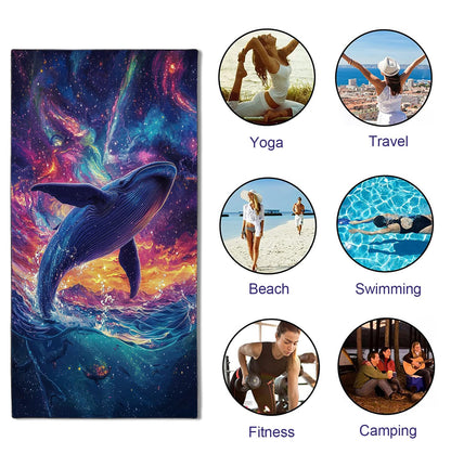 YISUMEI Galaxy Whale Beach Towels for Adults Extra Large 180 x 90 cm, Microfibre Lightweight Quick Dry Towel for Swimming Pool Cruise Travel Sports