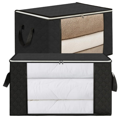AiQInu 2PCS 90L Foldable Clothes Storage Boxes Large Capacity Storage Box for Clothes and Blankets with Reinforced Handle for Wardrobe and Bedding 60