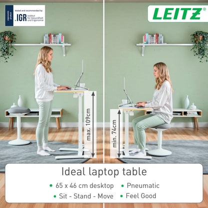 Leitz Ergo Small Foldable Sit Stand Desk, Portable Laptop Desk, White