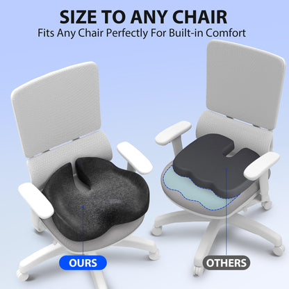 Airllantry Seat Cushion, Memory Foam Pressure Relief Coccyx Cushion for Tailbone Pain, Extra-Large Butt Pad for Office Chair, Car Seat