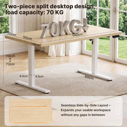 JUMMICO Electric Height Adjustable Desk, 140x70cm,Beige