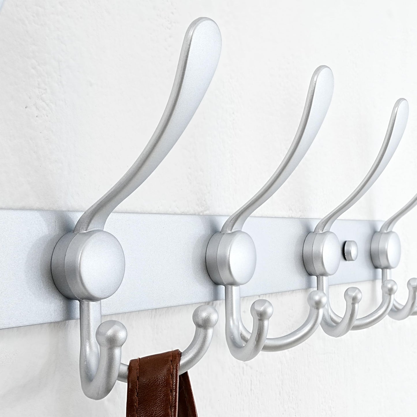 Dseap Coat Rack Wall Mount - 74cm Long 8-Tri-Hooks Heavy Duty Coat Hanger Rail Wall Hooks for Hanging Coats Hats Clothing Clothes Purse Mudroom